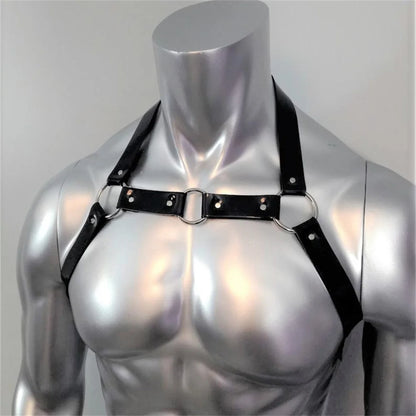 Men ual Chest Leather Harness Belts Adjustable   Body  Harness Strap Rave  Clothing for Adult