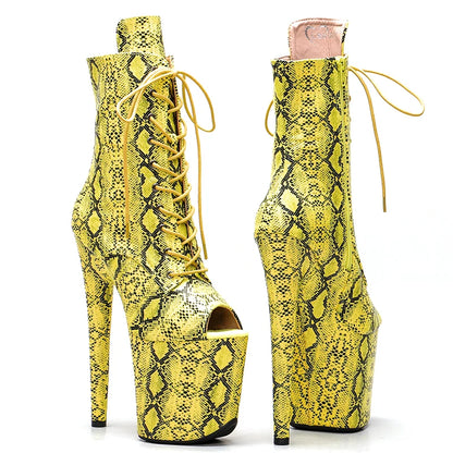 20CM/8inches  snakeskin upper   High Heel platform Pole Dance boot