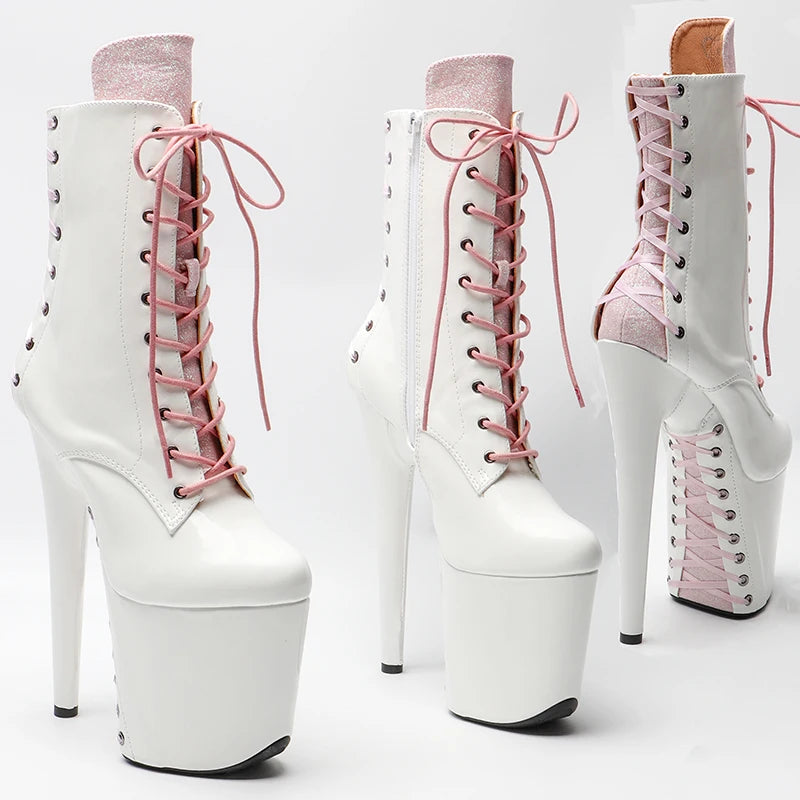 20CM/8inches Patent PU Pole dancing shoes High Heel platform Boots  Pole Dance boots
