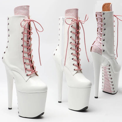 20CM/8inches Patent PU Pole dancing shoes High Heel platform Boots  Pole Dance boots