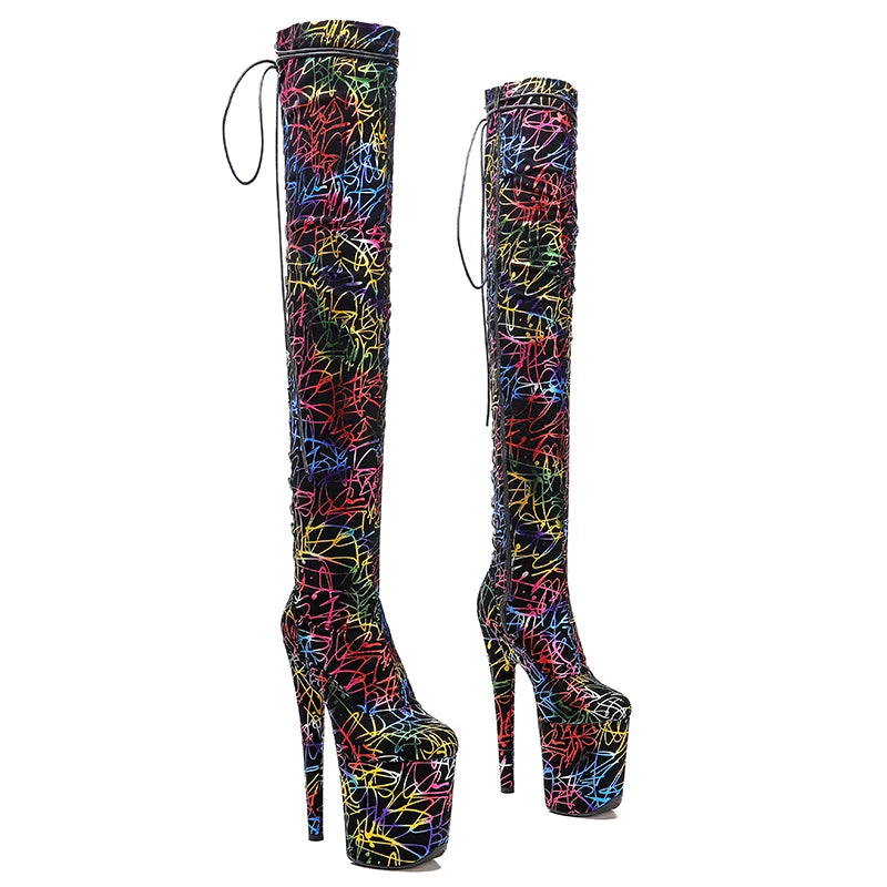 20CM/8inches Pole dancing shoes High Heel platform Boots closed toe Pole Dance boots