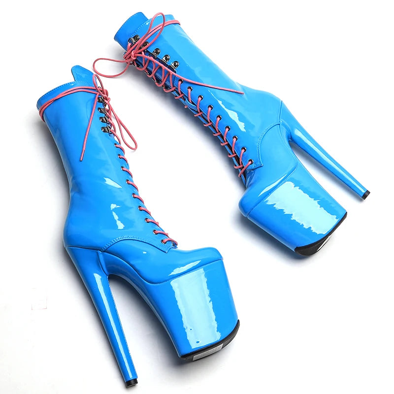 20cm/8inches Patent  Upper   Fashion  High Heel platform   Pole Dancing boots