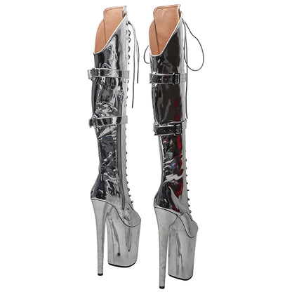 20CM/8inches Shiny PU   Upper Open Toe Trend fashion  High Heel platform Boots Pole Dance boots