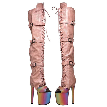 Serpentine high heel boot covers shoe set
