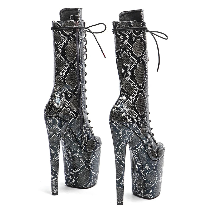 Snake 20CM/8inches Pole dancing shoes High Heel platform Boots closed toe Pole Dance boots