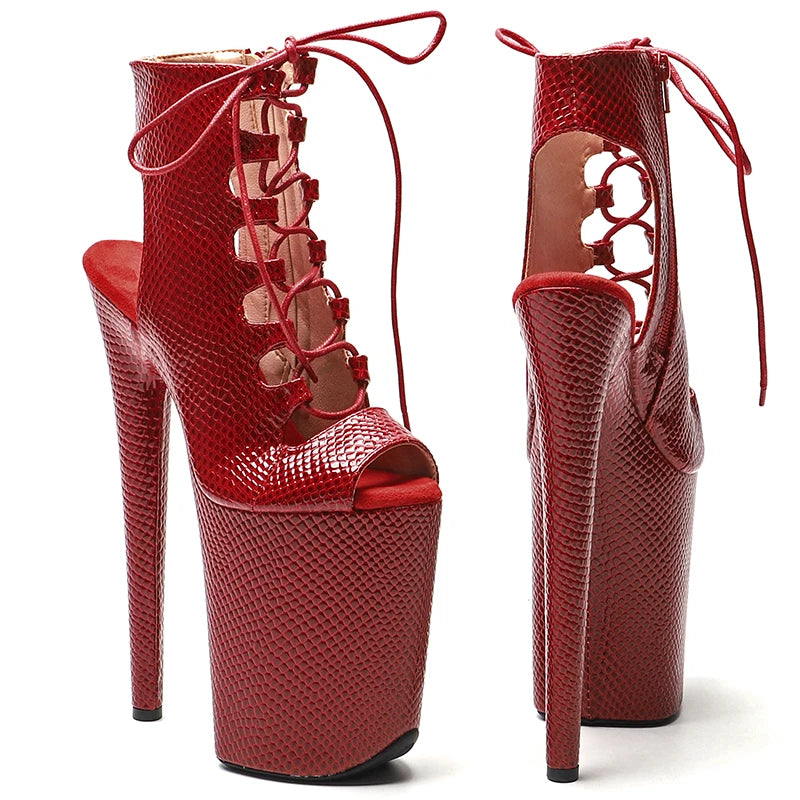 23CM/9inches  Snake   PU   Open Toe Platform   Pole dance shoes High Heels Pole Dance boot