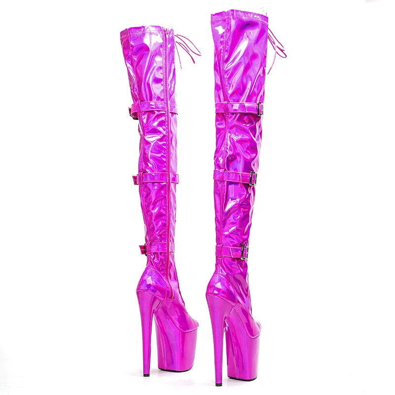 20CM/8inch  PU upper samll open toe  High Heel platform Boots  heels Pole Dancing boot 5B