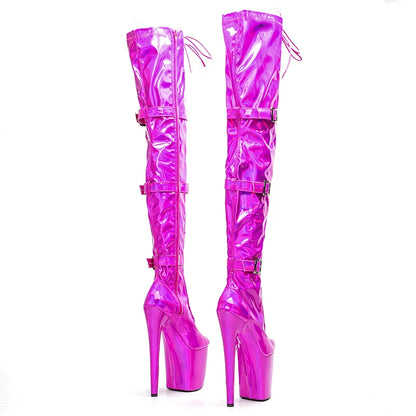 20CM/8inch  PU upper samll open toe  High Heel platform Boots  heels Pole Dancing boot 5B