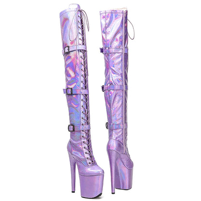 20CM/8inches Snake skin Upper exy exotic young trend fashion  boots High Heel   platform Pole Dance boot