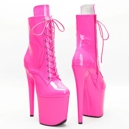 20CM/8inch Pink Patent  PU upper Exotic fashion trends high heel platform Pole Dance boot