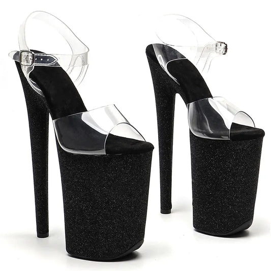 23CM/9inches PVC  upper Glitter material cover Platform   High Heels y Sandals Pole Dance shoes