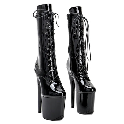 Patent  Upper 20CM/8inches Pole dancing shoes High Heel platform Boots closed toe Pole Dance boots