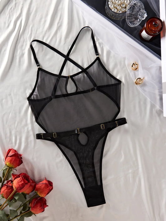 Fantasy Bodysuit Sheer Lace Onlyfans Women Baby Dolls  One Piece Black Mesh Body Transparent Tight Backless Tops