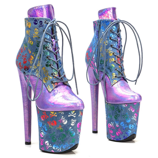 20CM/8inches  PU upper Two color mix  Pole dancing shoes High Heel Pole Dance boots