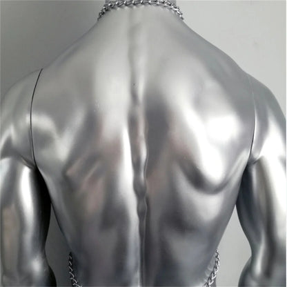 Gothic Body Harness Chain Men Fashion Metal Punk Leather Tops Chest Jewellery Accessories  Fashion Party Nightclub Straps