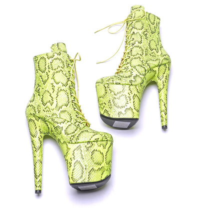 20CM/8inch Snake PU upper Exotic fashion trends high heel platform Pole Dance boot