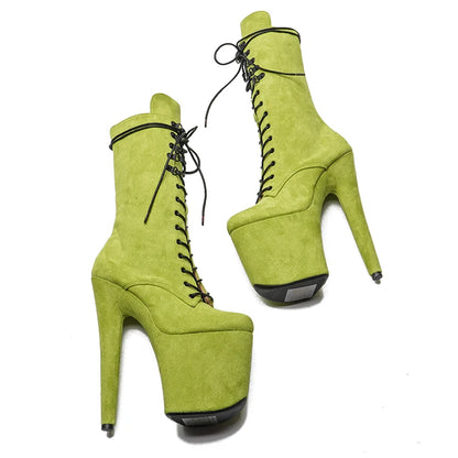 20CM/8Inch suede upper  disco party High Heels Shoes Pole Dance boot Women's Platform boots 4B