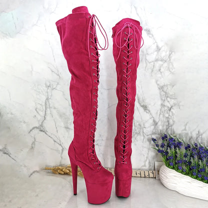 20CM/8inches Suede Upper Pole dancing shoes High Heel platform Boots closed toe Pole Dance boots