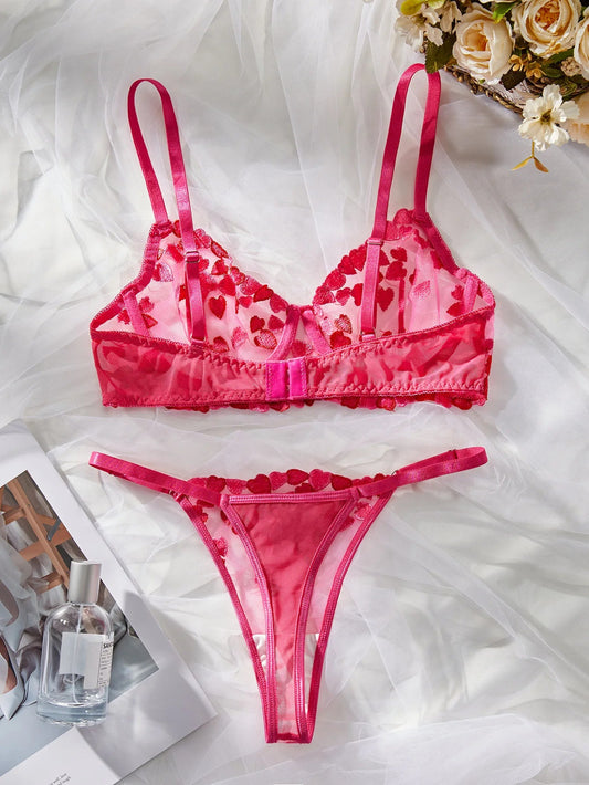 Ellolace Fantasy Lingerie Erotic Outfit Love Embroidery Lace Romantic Sexy Costume Transparent Bra Fancy Seamless Underwear