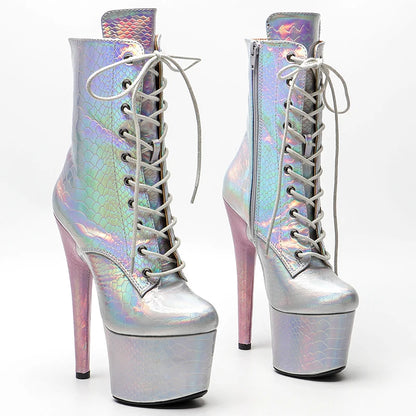 Shinny Sanke Upper 17CM/7inches Pole Dancing Shoes High Heel Platform Boots Pole Dance Shoes