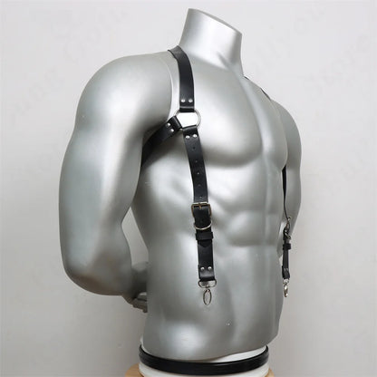 Men Harness Belts   Clothing for  Rave ual PULeather Chest Adjustable   Body  Cage Harness Lingerie