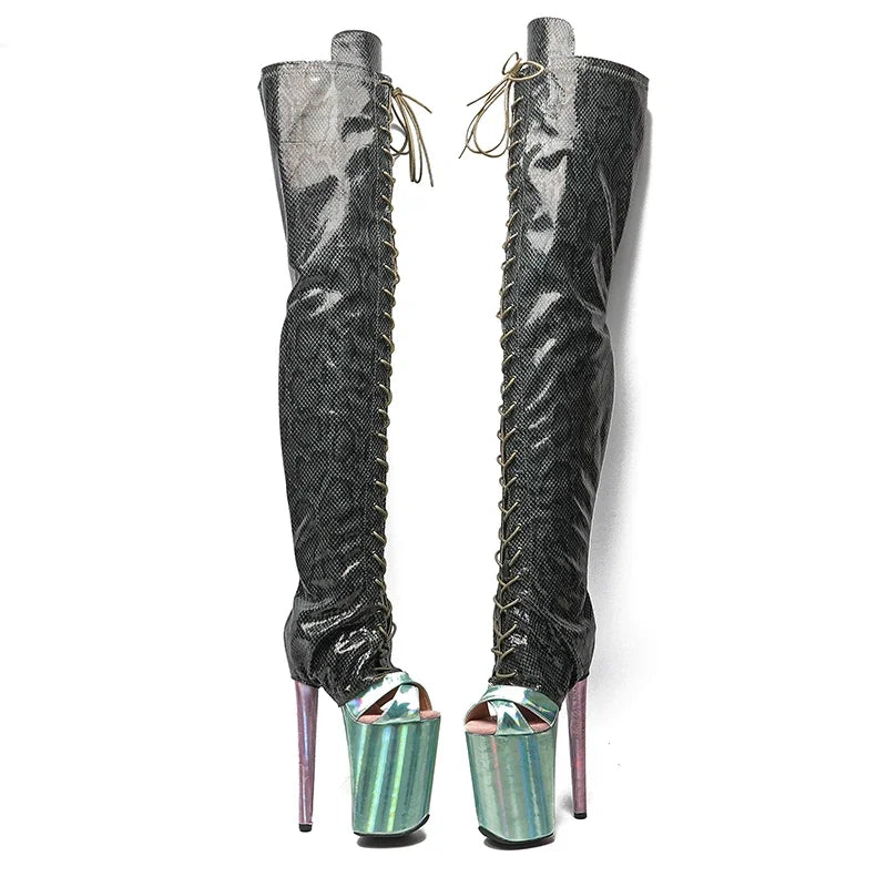 Serpentine high heel boot covers shoe set long boots cover