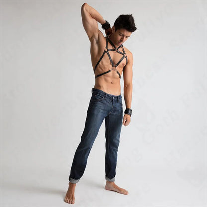 Bdms Exotic Body Leather Harness Male  Lingerie Chest Straps Adjustable Buckle For y Mens Harness For   Rave