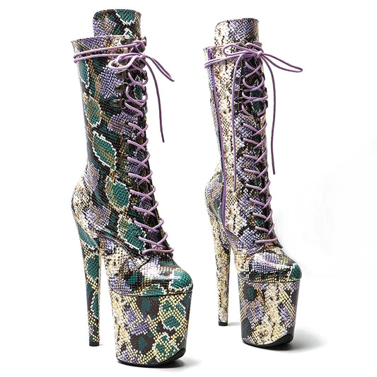 20CM/8Inch patent leather  boots heels platform short boots model nightclub super high heel  4B