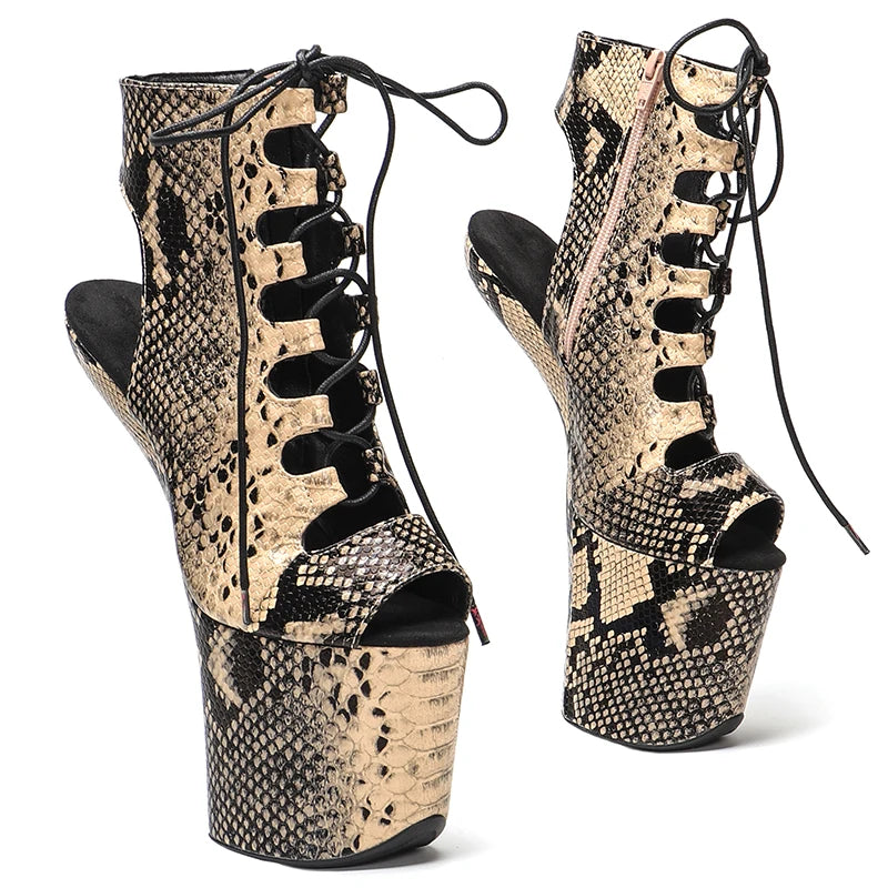 heelless PU Upper Platform Ankle Boots y Exotic Models Party Show Stage Platform  Women  no heel pole dance shoes 2W