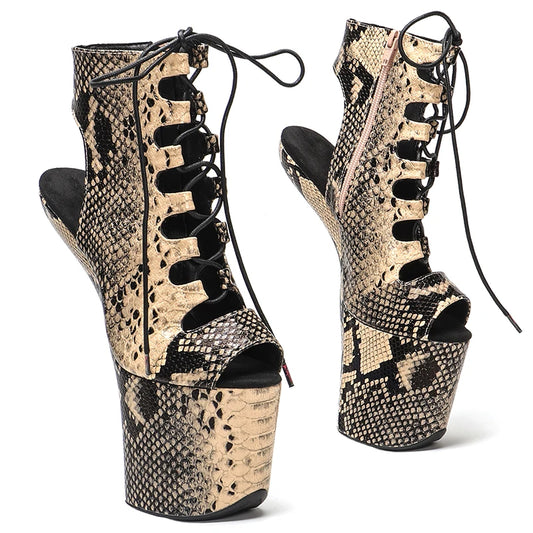 heelless PU Upper Platform Ankle Boots y Exotic Models Party Show Stage Platform  Women  no heel pole dance shoes 2W