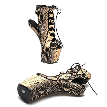 heelless PU Upper Platform Ankle Boots y Exotic Models Party Show Stage Platform  Women  no heel pole dance shoes 2W