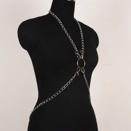 Gothic Body Harness Chain Men Fashion Metal Punk Leather Tops Chest Jewellery Accessories  Fashion Party Nightclub Straps