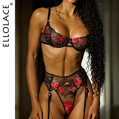 Ellolace Sexy Lingerie Pack Women Floral Fancy Underwear 18 g-String Thongs Suspenders Onlyfans Costumes Fantasy Bilizna Set