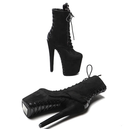 20CM/8inches  Suede upper with patent PU   Nightclub  Stiletto Pumps High Heels Women's Party Shoes