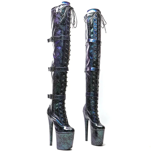20CM/8inches Snake  Upper Gradient Color   y exotic young trend fashion  boots High Heel   platform Pole Dance boot