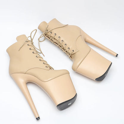 20CM/8inches  Matte PU upper Pole dancing shoes High Heel platform Boots Pole Dance boots