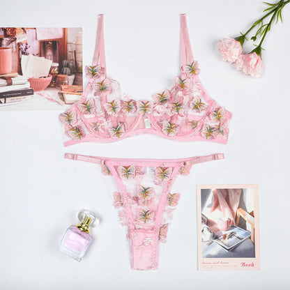 erfly Lingerie Sensual Transparent  Sets Fairy Luxury Delicate Underwear Sheer Lace See Through  Intimate
