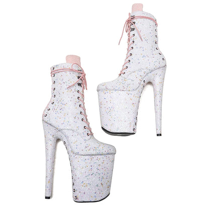 23CM/9inches Glitter PU upper y boots  High Heels Platform Pole Dance shoes