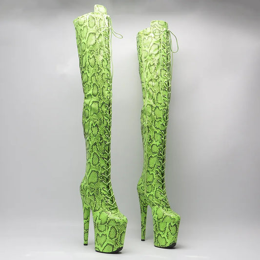 20CM/8inches Snake Upper Pole dancing shoes High Heel platform Boots closed toe Pole Dance boots