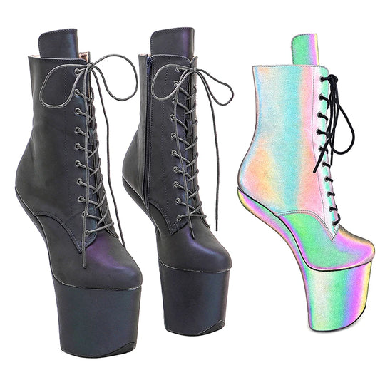 PU upper Reflective material Heelles Style y Exotic Pole Dance Stripper young trend fashion color matching shoes