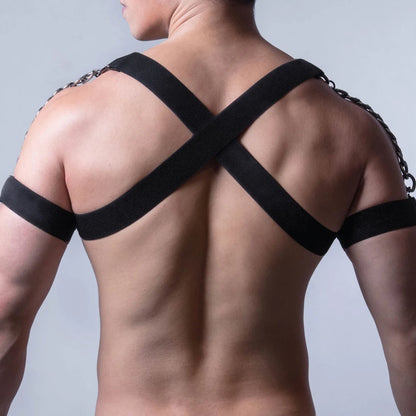 Male Chain Harness Adult Chest  Chain Black Elastic  Lingerie Belt ual Clothing  Clubwear Cosplay  Toy
