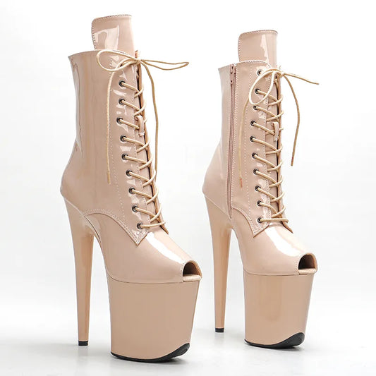 20cm/8inches shininy upper  top open  High Heel platform   Pole Dancing boots