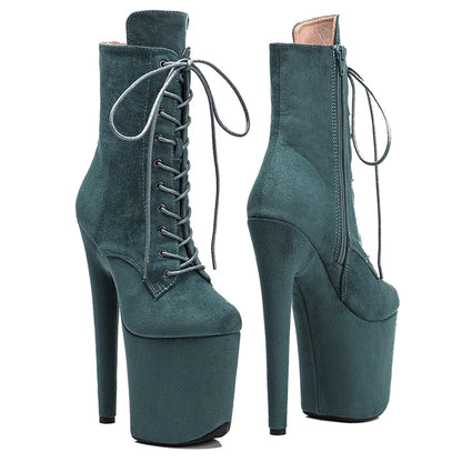 20CM/8inches Suede Upper  Pole dancing shoes High Heel platform Boots closed toe Pole Dance booties