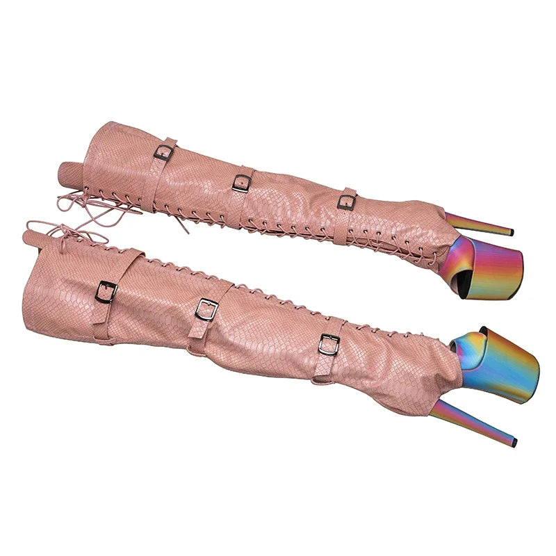 Serpentine high heel boot covers shoe set