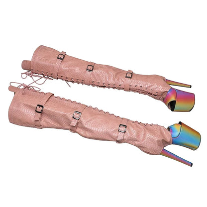 Serpentine high heel boot covers shoe set