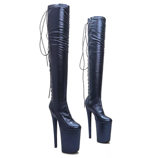 23CM/9inches lace-up fashion  lady High Heel platform  Pole Dance boots