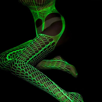 New Luminous  Lingerie  Bodystockings Women Body Suits Crotchless Babydoll Fishnet Bodysuit Underwear  Outfits