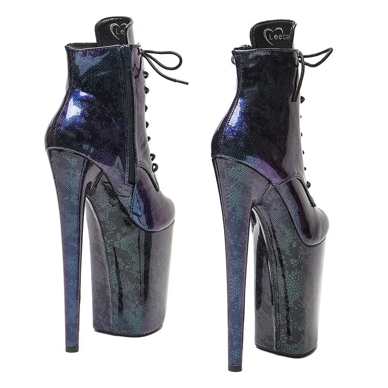23CM/9inches PU upper y Short Boots Nightclub  Stiletto Pumps Side Zipper High Heels Women's Party Shoes 2B