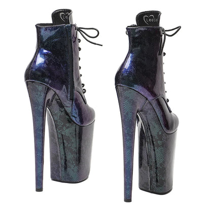 23CM/9inches PU upper y Short Boots Nightclub  Stiletto Pumps Side Zipper High Heels Women's Party Shoes 2B