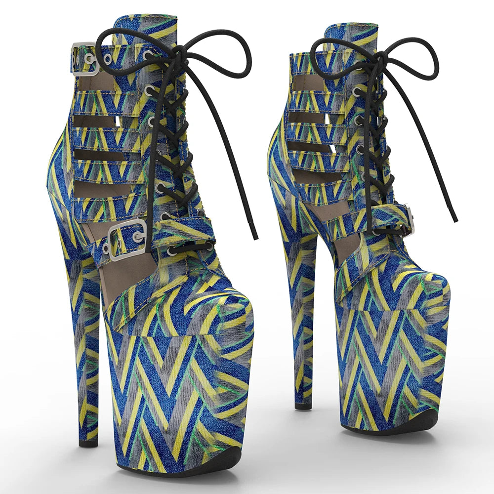 20CM/8inches colorful  PU  Upper   Fashion trend   platform Pole Dance boot